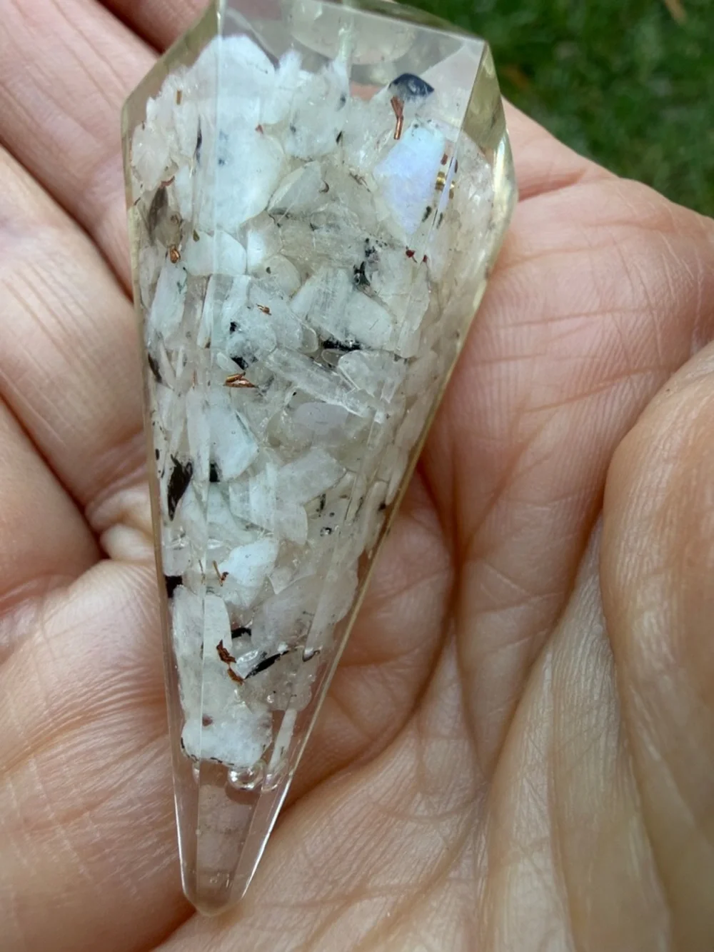 Reiki Infused Rainbow Moonstone Dowsing/Divination Pendulum with Chart & Guide - Picture 14 of 17